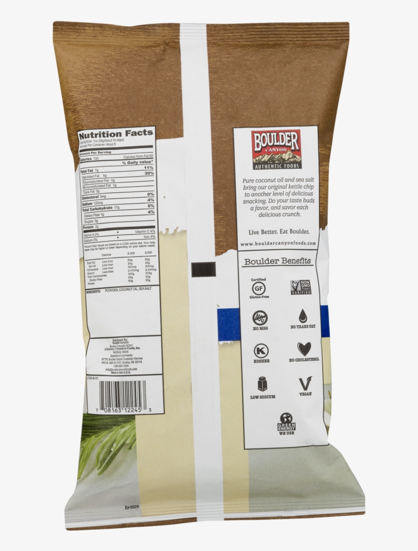 Boulder Canyon Coconut Oil Canyon Cut Kettle Potato - Potato Chip, transparent png #4832298