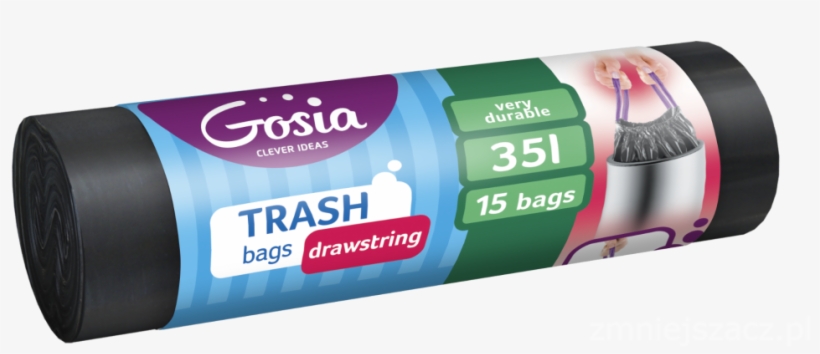 Trash Bags With Drawstring Ldpe - Gosia 35l/15szt Worki Na Śmieci Z Taśmą Ldpe, transparent png #4836055