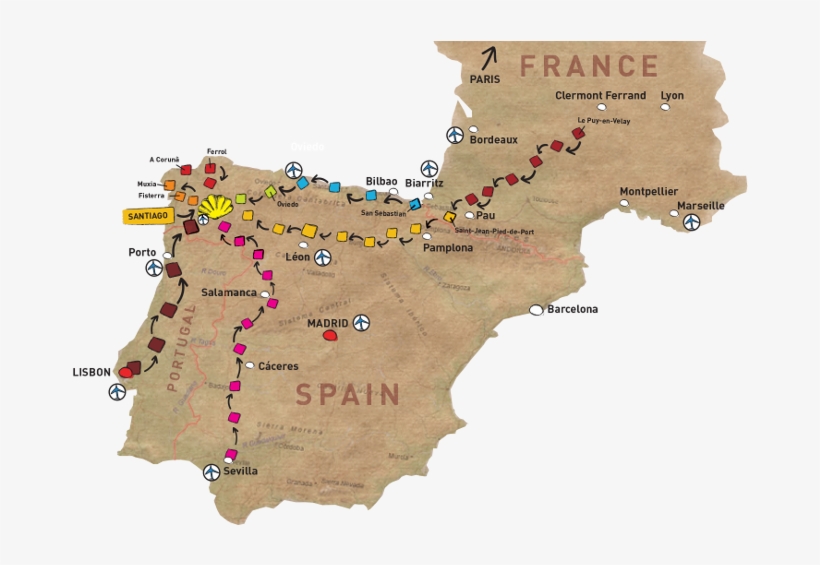 I'm A Couch Potato But For Some Reason, The Idea Of - Map Of Camino De Santiago Routes, transparent png #4838969