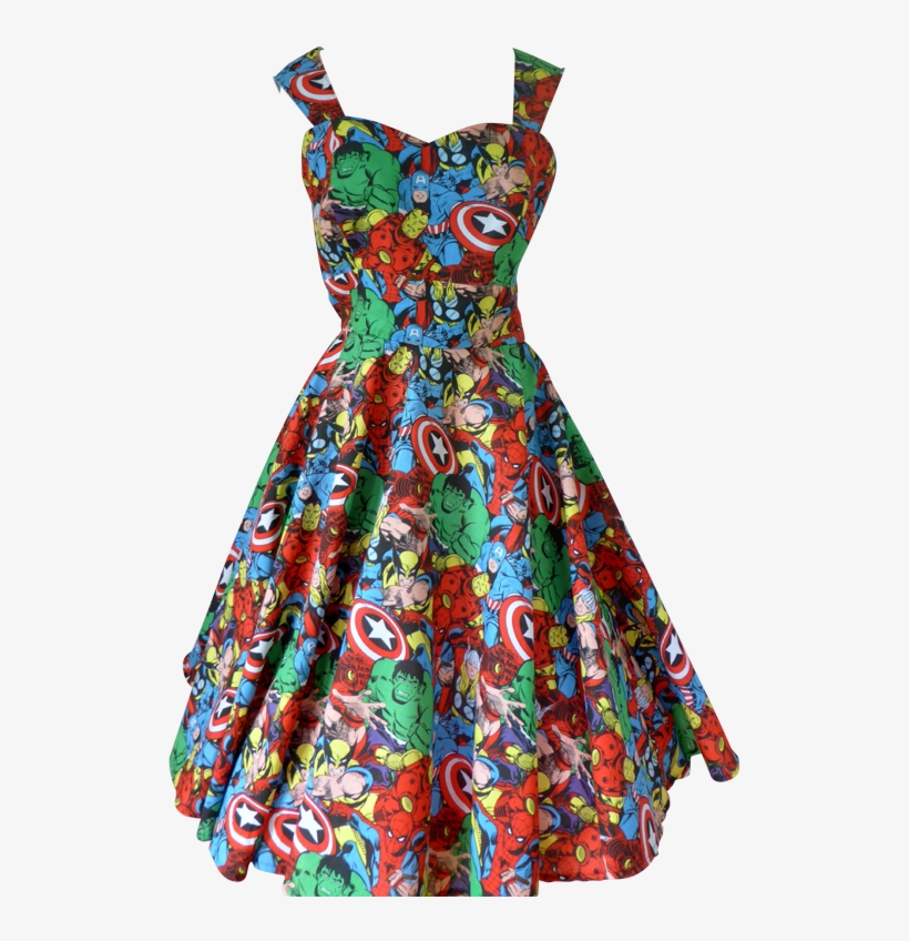 Marvelous Marvel Comics Retro Party Dress Image - Marvel Comic Pack Multi Fabric, transparent png #4844829