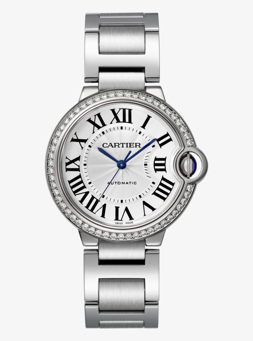 Ballon Bleu De Cartier Watch36 Mm, Steel, Diamonds - Cartier Ballon Bleu, transparent png #4846951