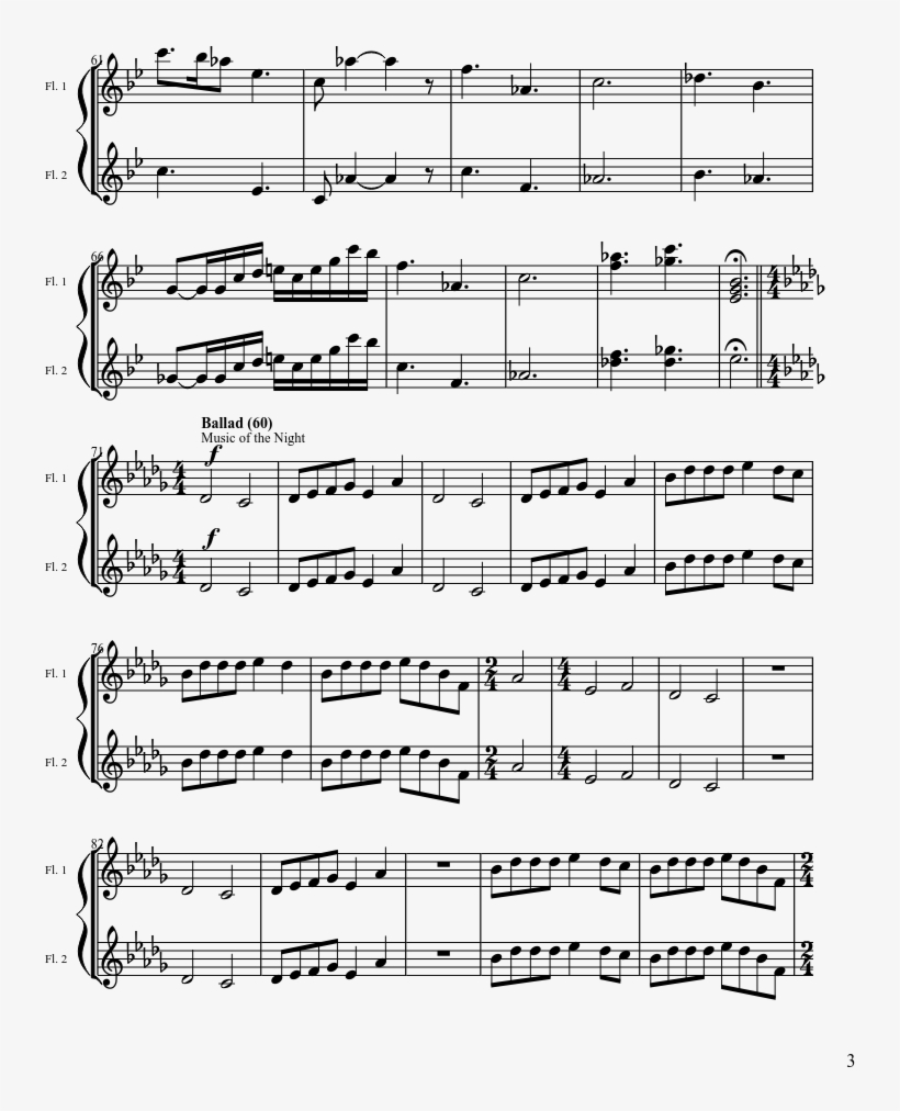 Phantom Of The Opera Medley Sheet Music Composed By - Phantom Of The Opera Sheet Music Flute, transparent png #4848543