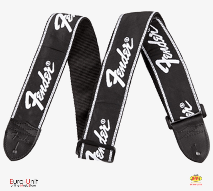 Product Sku - Fender Woven Running Logo Black/silver Guitar Strap, transparent png #4851520