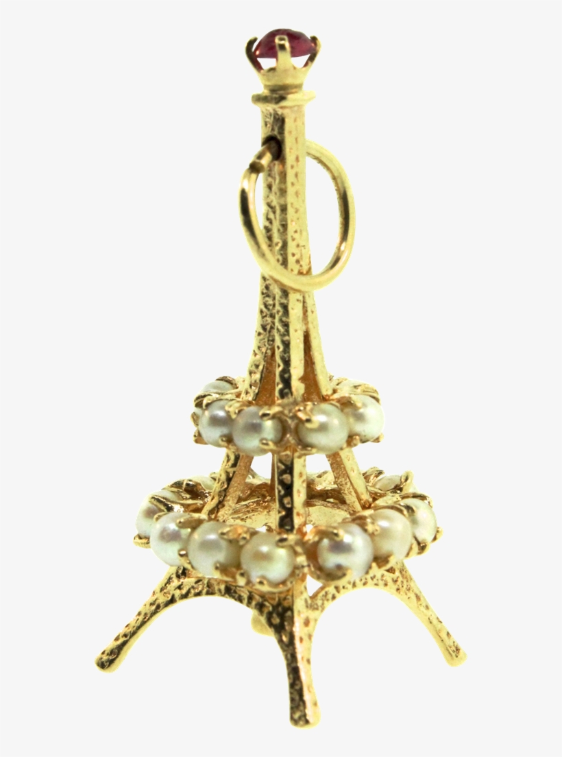 Estate 14k Yellow Gold Eiffel Tower Paris Figural Charm - Thurible, transparent png #4852178