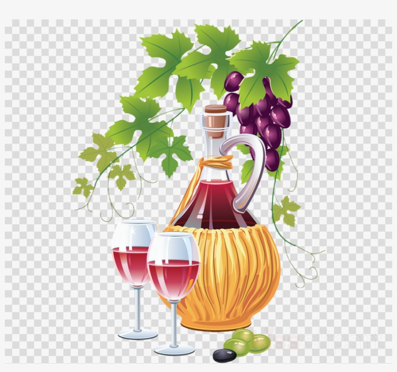 Wine Glass Clipart Red Wine Common Grape Vine - Bottle Of Wine Throw Blanket, transparent png #4856439