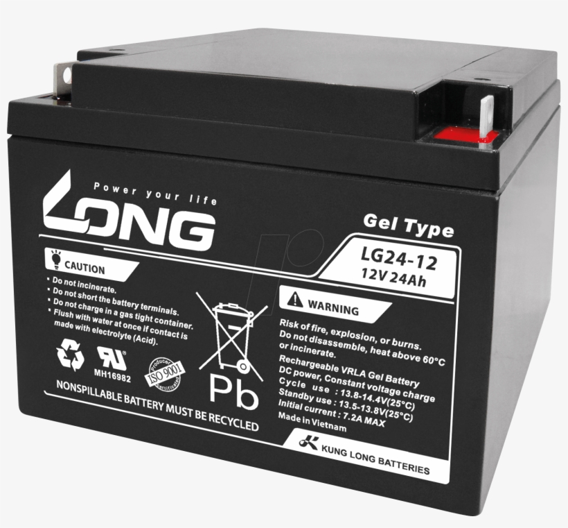 Maintenance Free Sealed Lead Acid Battery, 24ah, 12v - Lead Acid Battery, transparent png #4857035