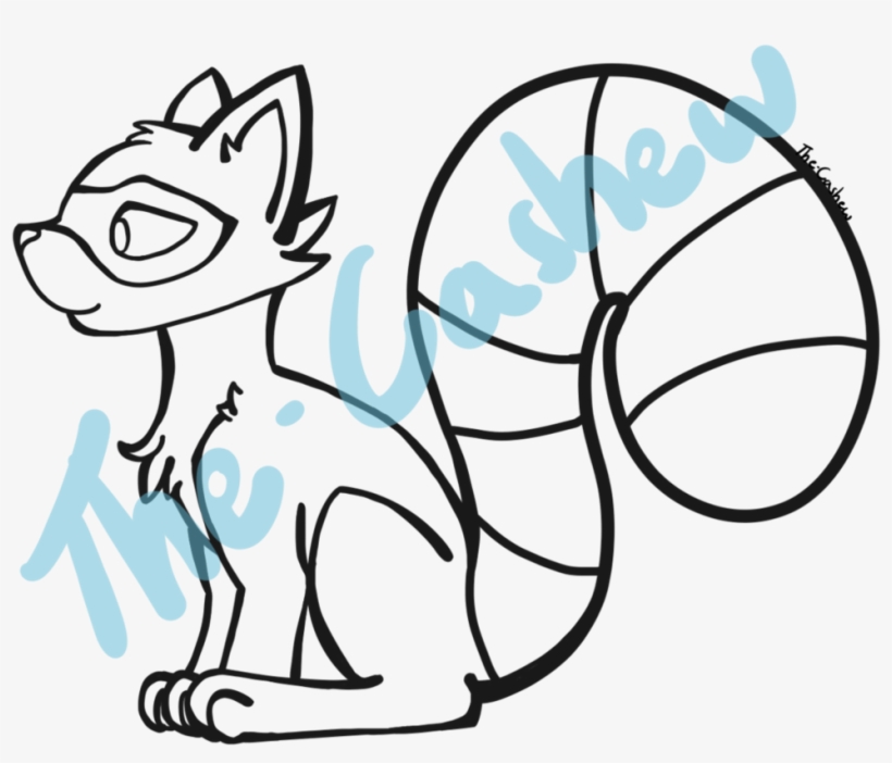 Raccoon Line Art P2u By The Cashew - Raccoon Lineart, transparent png #4860514