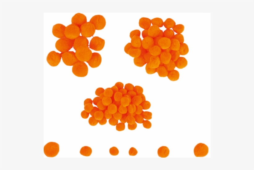 Mini Pom-poms - 100 Pieces - Orange - Pom-pom, transparent png #4861497