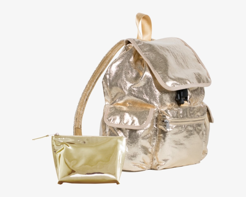 Gold Metallic Backpack Plus Free 24k Makeup Bag Just - Rose Gold Metallic Backpack, transparent png #4862098