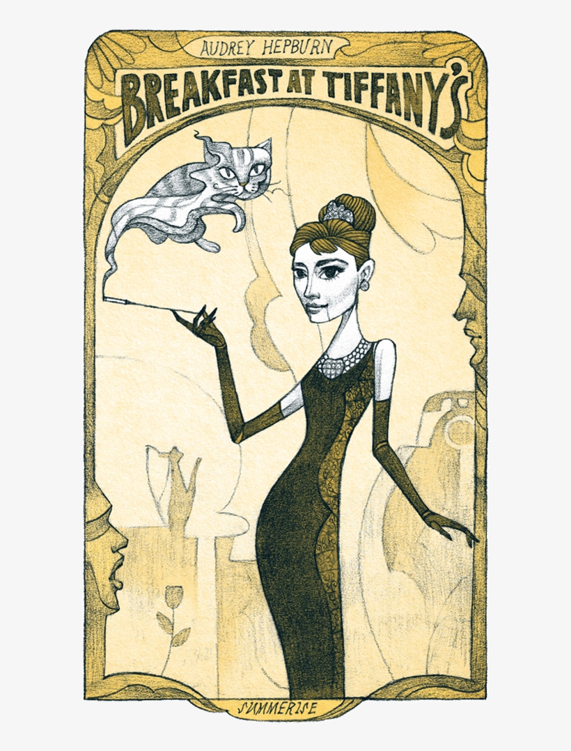 Breakfast At Tiffany's （audrey Hepburn) / 1929-1993 - Cartoon, transparent png #4868130