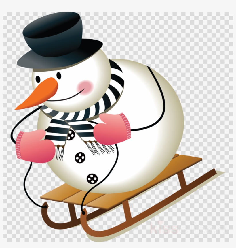 Cute Snowman Clipart Snowman Clip Art - Snowman On A Sled Clip Art, transparent png #4869154
