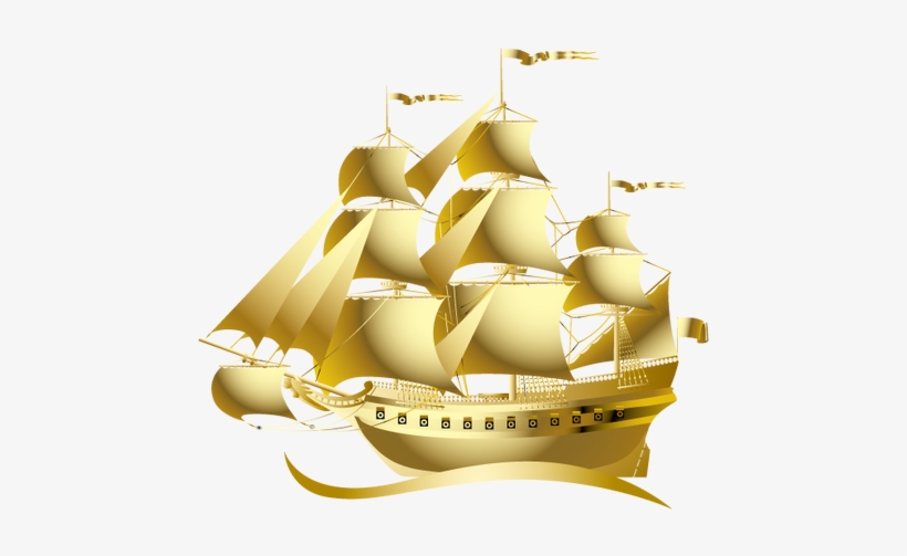 Sailing Ship Clipart Food - Golden Ship Shower Curtain, transparent png #4870340