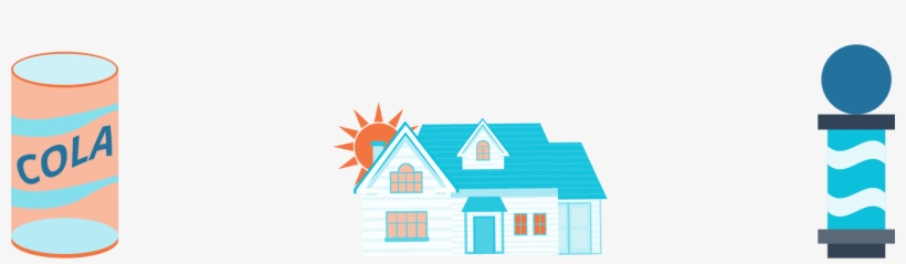 An Illustration Shows A Can Of Cola, A House, And A - House, transparent png #4871080
