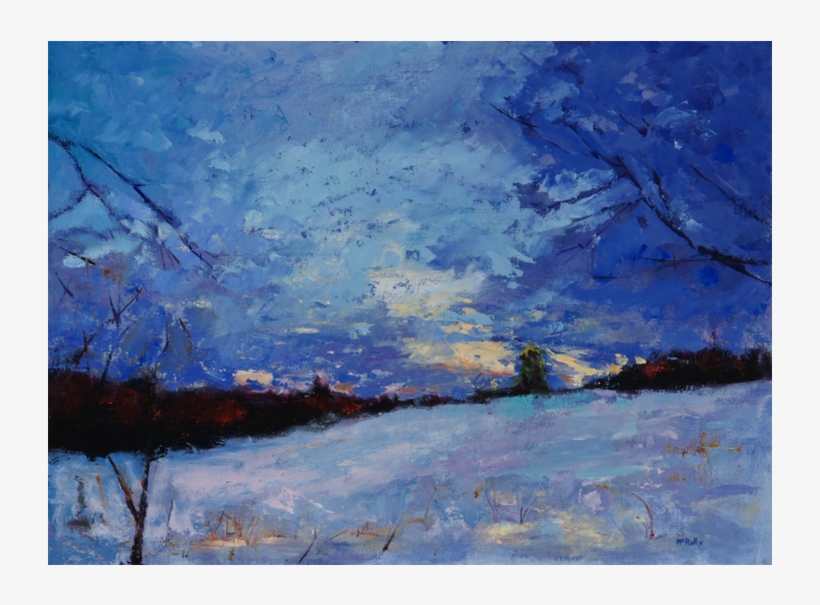 Winter Sunset - Painting, transparent png #4871583