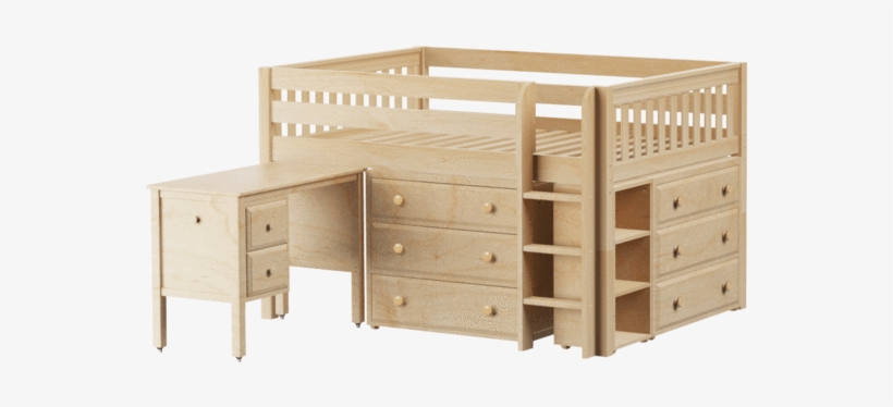 Full Low Loft Bed With Straight Ladder, Storage Desk - Maxtrix Kids Box11 L Or R Np : Low Loft Bed With Straight, transparent png #4872088