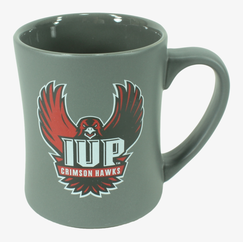 Mug, Grey Matte, Full Hawk Logo - Iup Crimson Hawks, transparent png #4876530