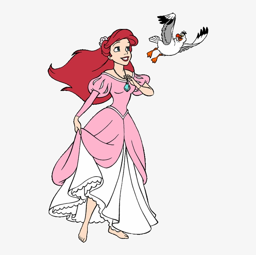 Ariel And Scuttle The Seagull Mermaid Coloring Pages, - The Walt Disney Company, transparent png #4877202