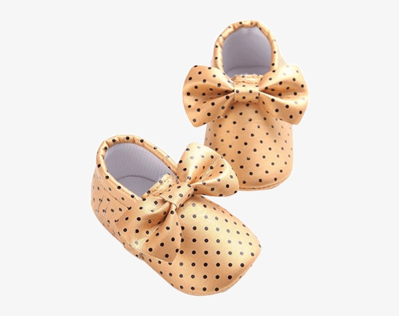 Petite Bello Shoes Gold / 0-6 Months Polka Dot Bow - Shoe, transparent png #4877676
