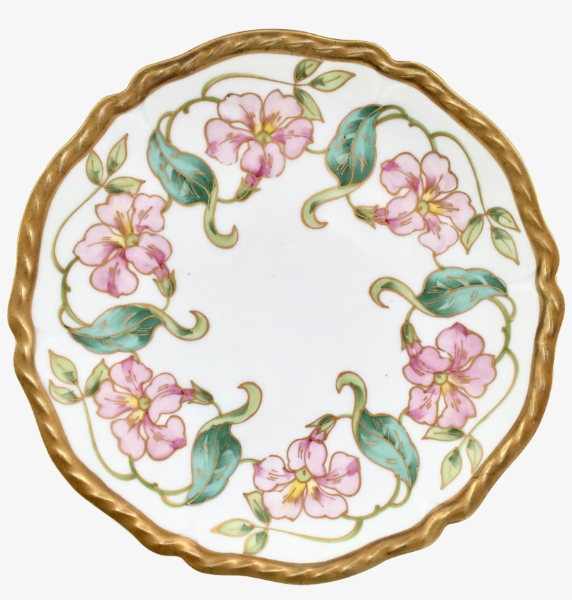 Art Nouveau Pink Morning Glory Hand Painted Plate Blakeman - Photograph, transparent png #4878077