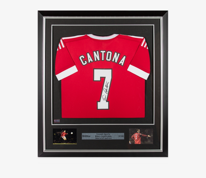 Eric Cantona Back Signed And Framed Manchester United - Eric Cantona Back Autographed Manchester United Home, transparent png #4878751