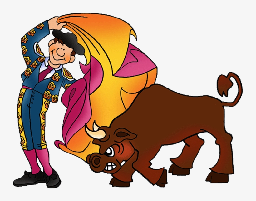 Vector Bull Fight Vector Black And White - Cartoon Spanish Bull Fighting, transparent png #4878753