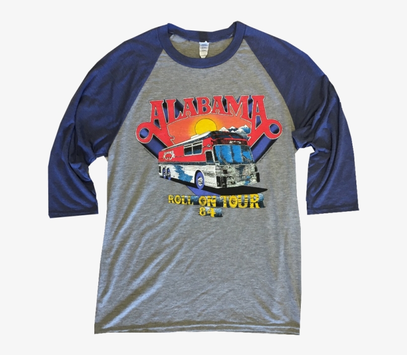 Alabama Grey And Blue Raglan Tee- Roll On - Alabama Roll On Tour T Shirt, transparent png #4881609