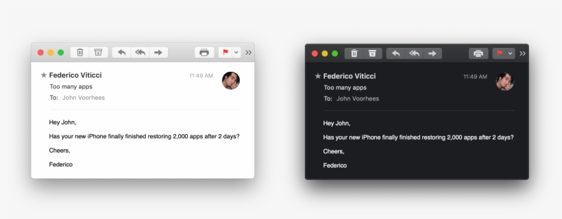 Apple Mail Lets Users Turn On Dark Mode For Message - Email, transparent png #4882107