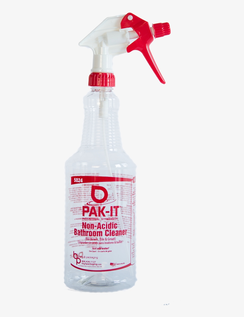 Spray Bottle - Big 3 Packaging Pak5824b Non-acidic Bathroom Cleaner,, transparent png #4884006