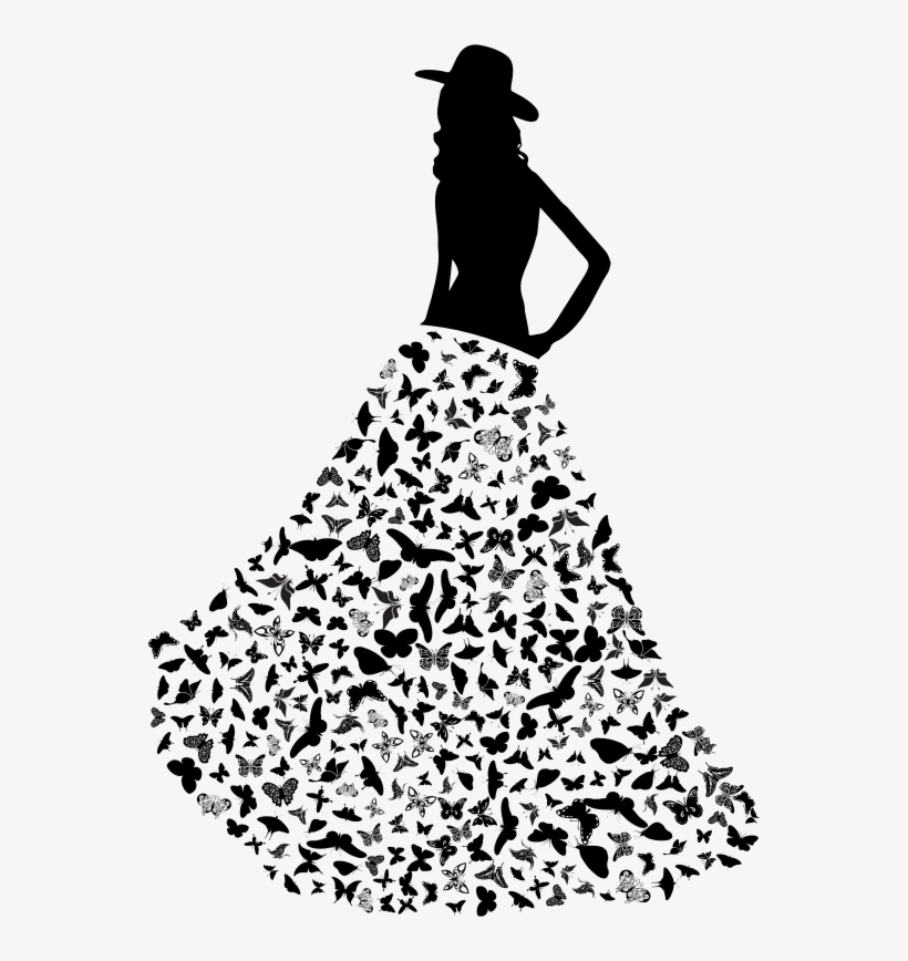 The Woman With The Butterflies Dress - Illustration, transparent png #4884803