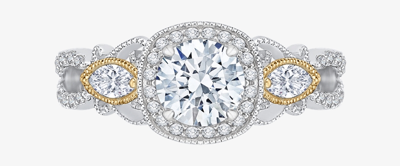 Carizza 18k Two-tone Gold Carizza Semi Mount Engagement - Tacori Ht254625rd Engagement Ring, transparent png #4887249