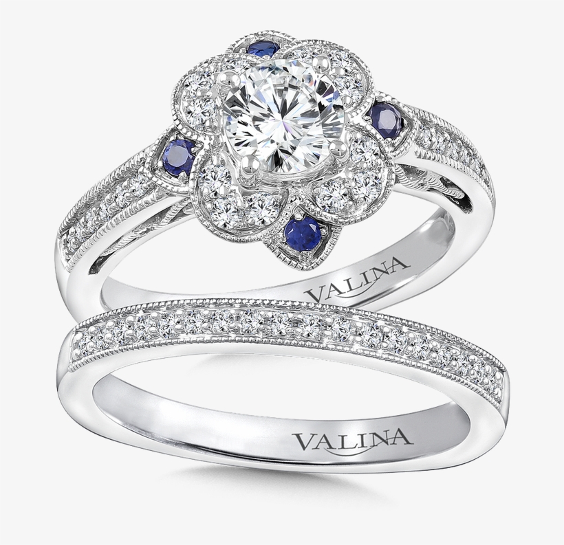 Valina Diamond & Blue Sapphire Halo Engagement Ring - Valina 14k White Gold Engagement Ring Mounting | Diamond, transparent png #4887404
