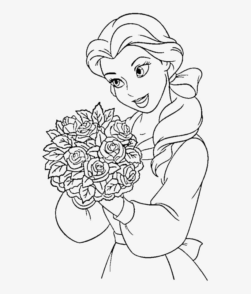 Clipart Stock Disney Princesses Pages Print - Princess Belle Beauty And The Beast Coloring, transparent png #4892385