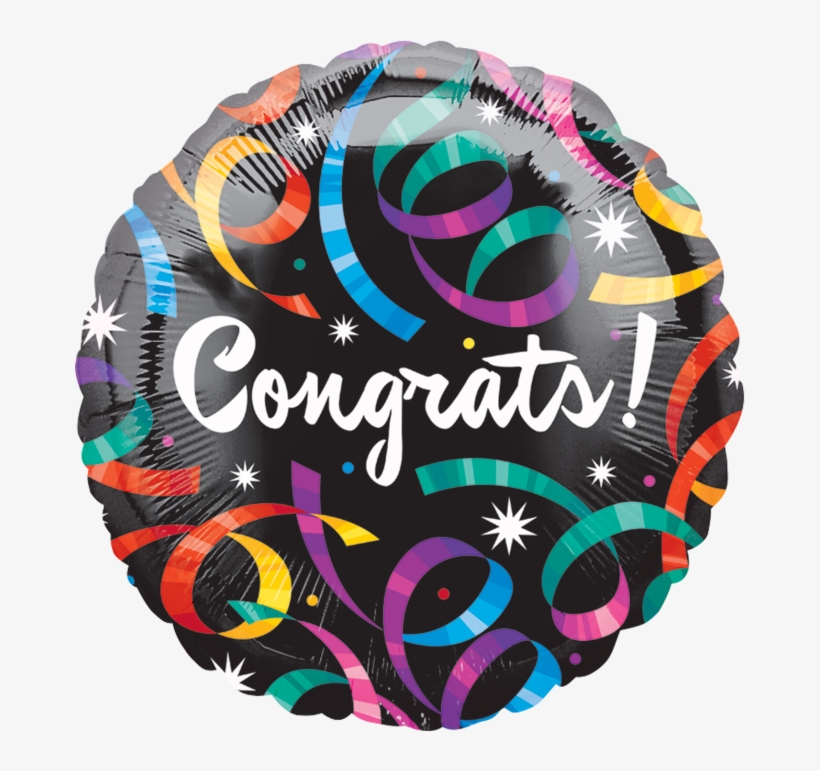18" Congrats Streamers - 18 Congrats Streamers Mylar Foil Balloon Pack, transparent png #4894889