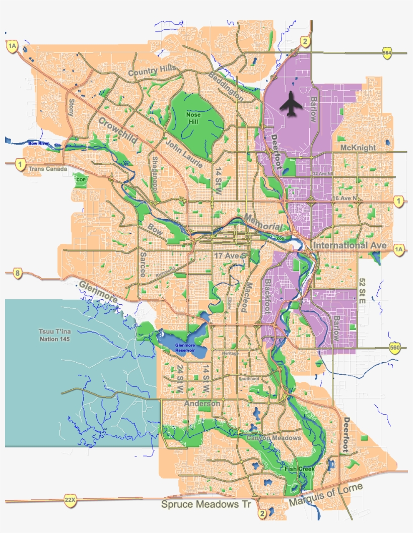 Road Map Of Calgary, transparent png #4895051