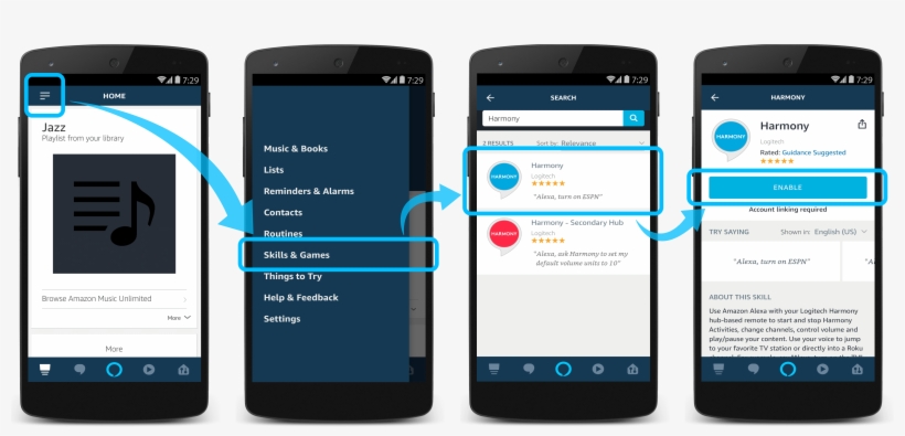 Harmony Custom Skill - Amazon Echo, transparent png #4895972