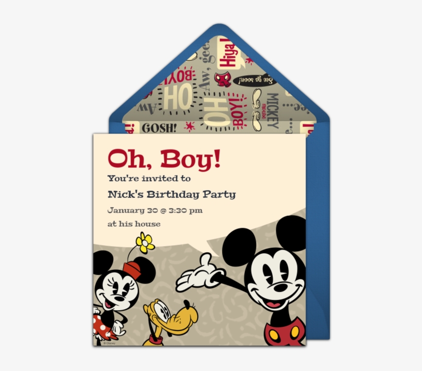 Retro Mickey Mouse Online Invitation - American Greetings Minnie Mouse Mother's Day Card, transparent png #4897066