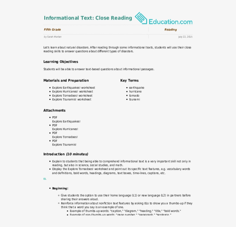 Close Reading - Objectives Of Comprehension For Grade 4, transparent png #4899235