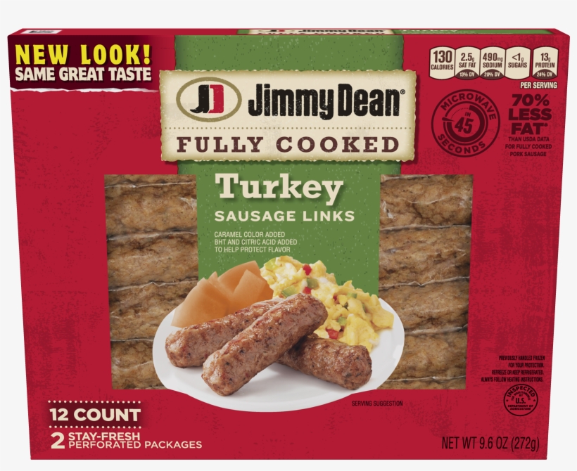 Jimmy Dean® Fully Cooked Turkey Sausage Links, 12 Count - Jimmy Dean Turkey Sausage, transparent png #490629