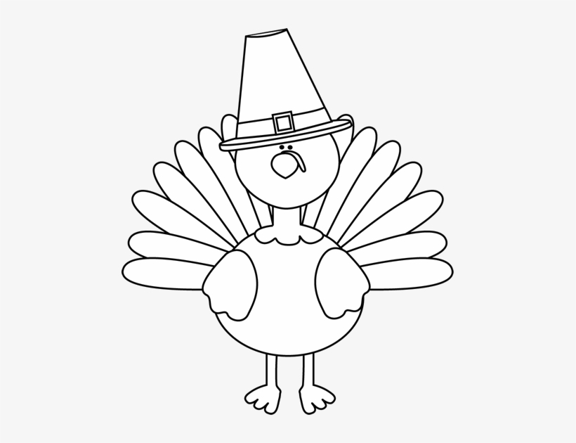 Black And White Turkey Pilgrim Pilgrim - Turkey Clip Art Black And White, transparent png #490749