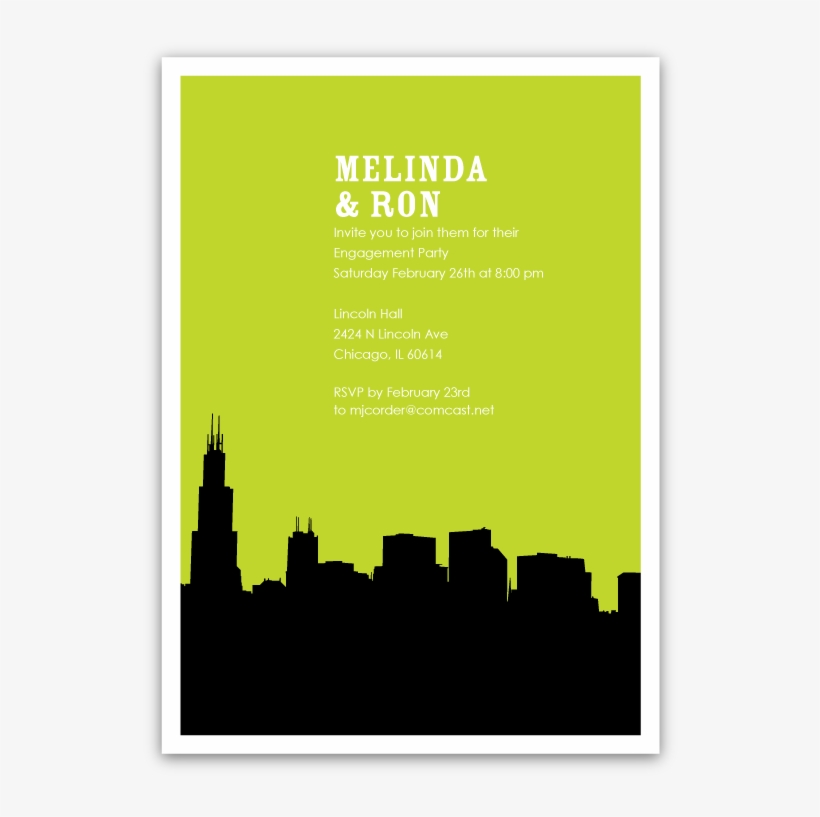 Chicago Skyline Silhouette Party Invitations - Tall Building Silhouette Png, transparent png #491558