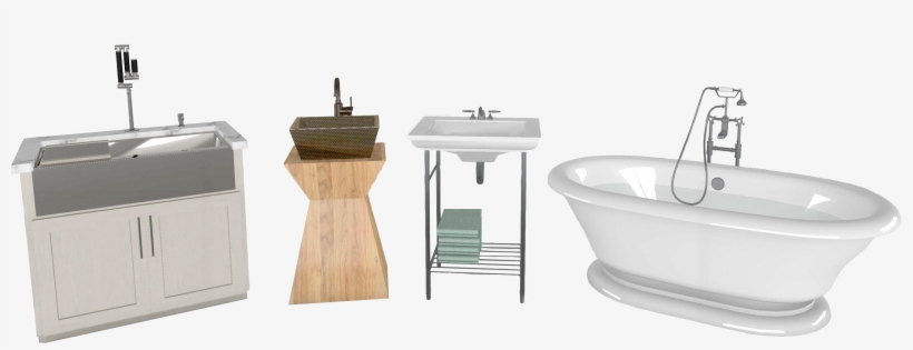 A Farmhouse Kitchen Sink Alongside Two Styles Of Bathroom - Sink, transparent png #492287