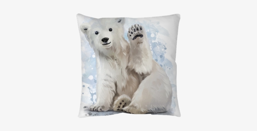 Polar Bear Watercolor Painting Floor Pillow • Pixers® - Polar Bear Watercolor Painting, transparent png #492351