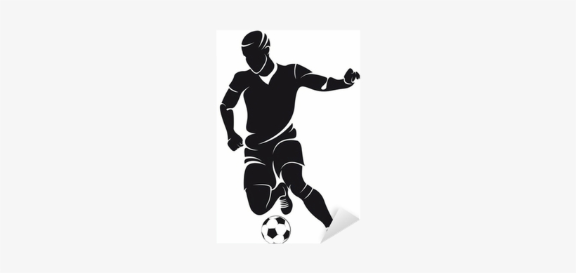 Vector Football Player Silhouette With Ball Isolated - False Soccer Wall Decal Vinyl Wall Sticker Sport Sticker, transparent png #492952