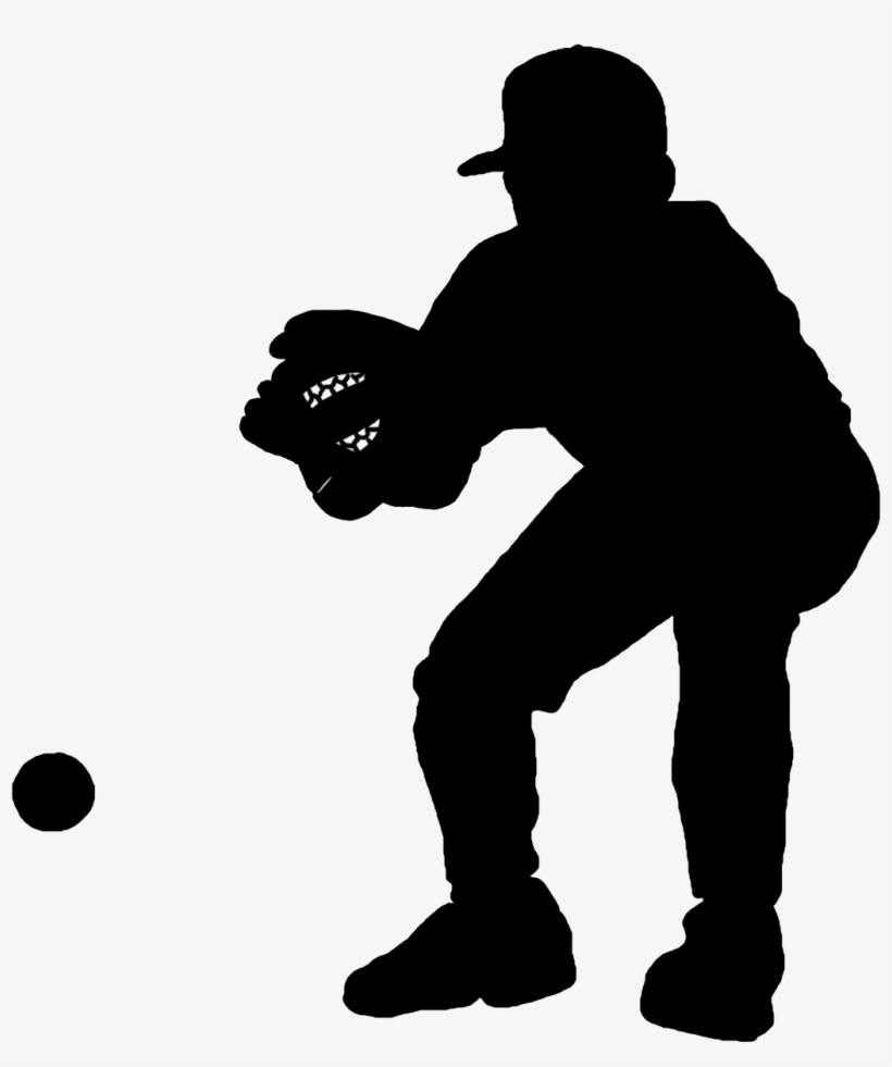 Black Silhouette Of Young Baseball Player - Baseball Player Silhouette Png, transparent png #492993
