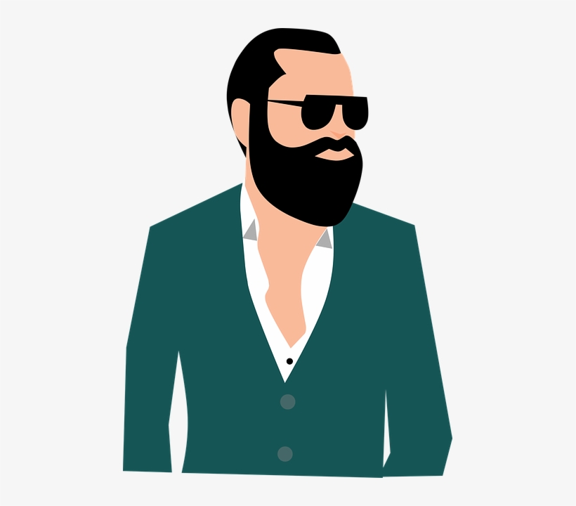 Graphic Black And White Stock Beard Clipart Man Model - Hombre Con Barba Animado Png, transparent png #493670