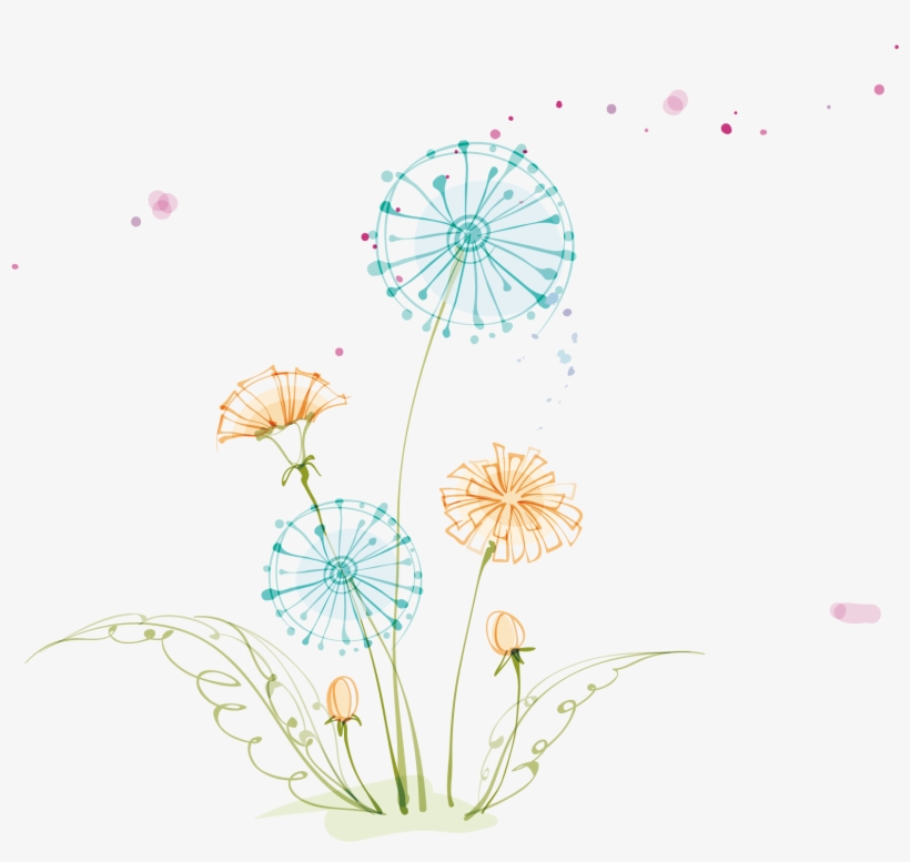 This Graphics Is Colorful Cartoon Dandelion Elements - Drawing, transparent png #494299
