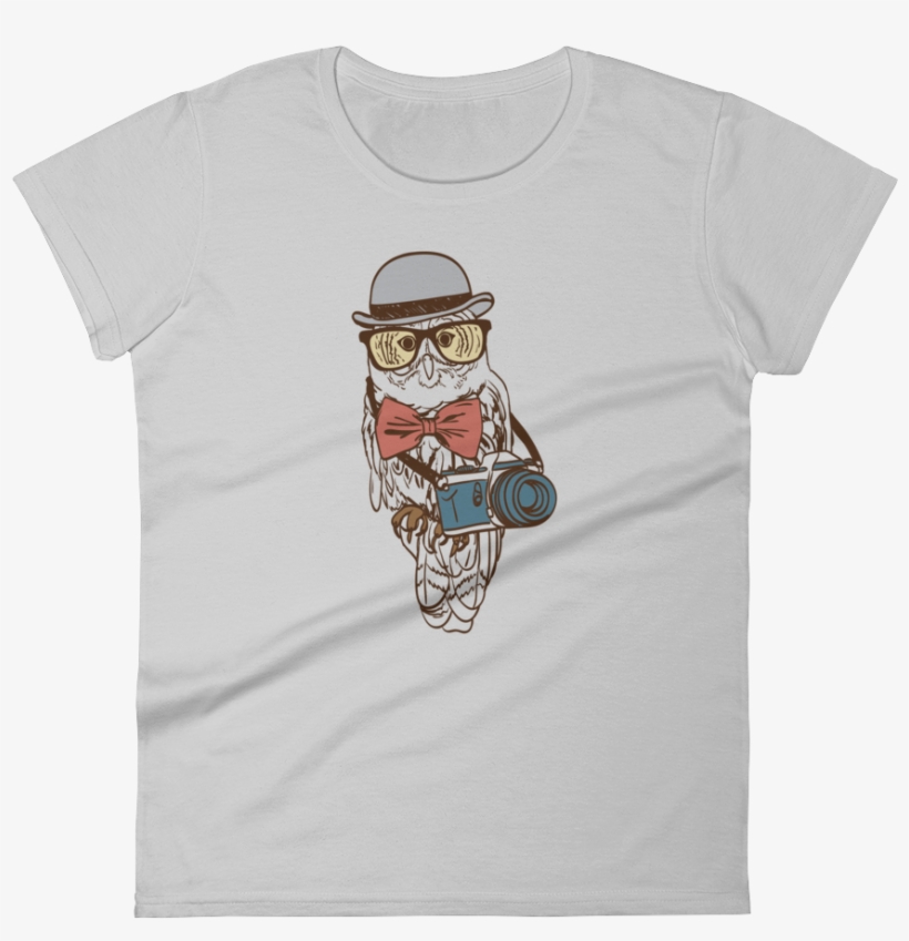 [women's] Paparazzi Owl Tee - Funny Owl T-shirt Hat, Bow Tie,, transparent png #495811