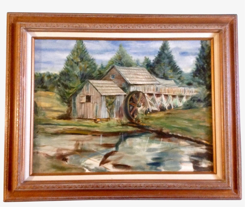 Old Waterwheel Mill Acrylic Painting On Canvas - Painting, transparent png #496436