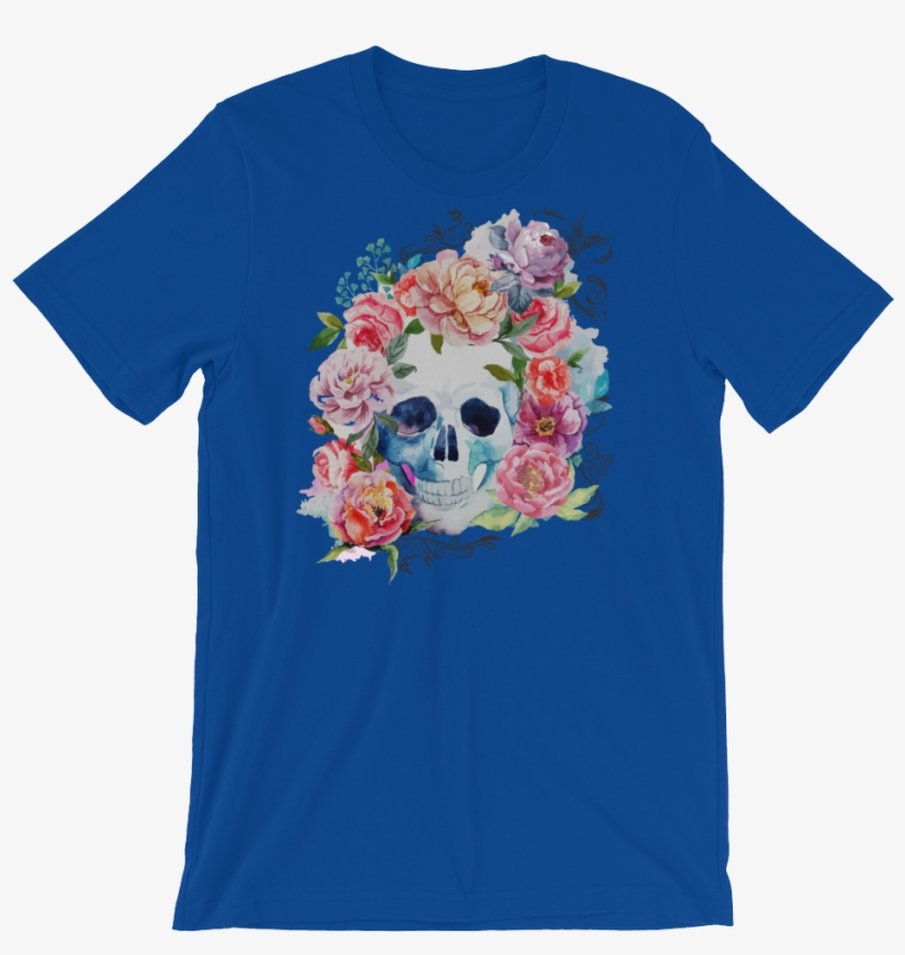 Watercolor Roses Skull T-shirt - Intelligence Is The Ability To Adapt To Change T Shirt, transparent png #497300