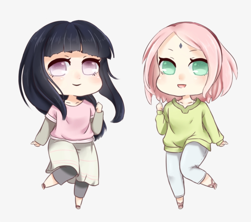 Sakura And Hinata - Hinata And Sakura Chibi, transparent png #497437